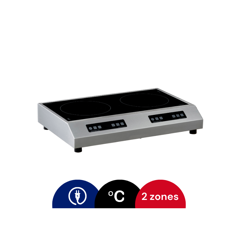 Plaque à induction professionnelle à poser 2 zones - 3500W - 590x385x110mm - GLN2S Plaque à induction professionnelle à poser 2 zones - 3500W - 590x385x110mm - GLN2S