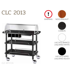 Chariots à fromage CLC2013 noce-walnut + roues casquées chrome + tablette rétractable + 3 tiroirs