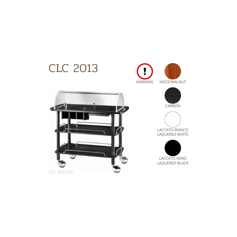 Chariots à fromage CLC2013 noce-walnut + roues casquées chrome + tablette rétractable + 3 tiroirs Chariots à fromage CLC2013 noce-walnut + roues casquées chrome + tablette rétractable + 3 tiroirs