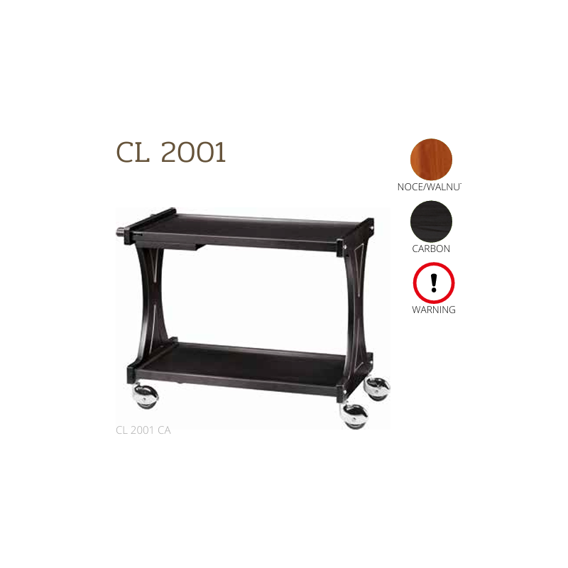 Chariots De Service En Bois CL2001 noce-walnut + roues casquées laiton Chariots De Service En Bois CL2001 noce-walnut + roues casquées laiton