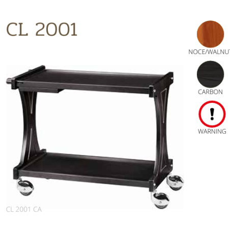 Chariots De Service En Bois CL2001 noce-walnut + roues casquées laiton