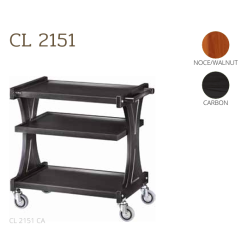 Chariots De Service En Bois CL2151 noce-walnut + roues casquées laiton