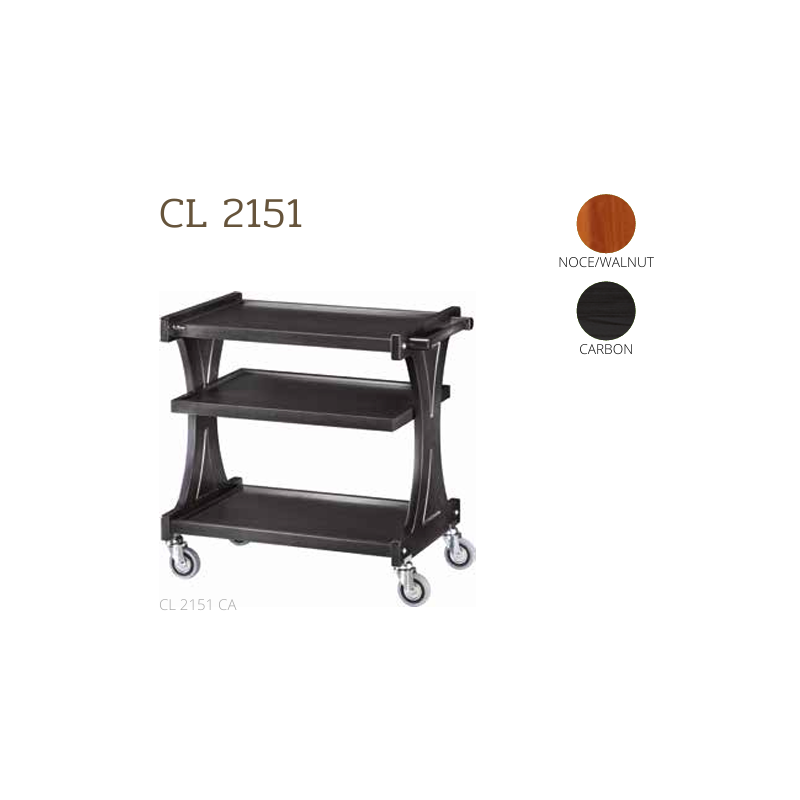 Chariots De Service En Bois CL2151 noce-walnut + roues casquées laiton Chariots De Service En Bois CL2151 noce-walnut + roues casquées laiton