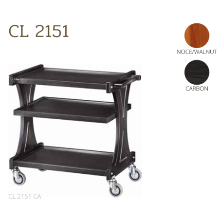 Chariots De Service En Bois CL2151 noce-walnut + roues casquées laiton
