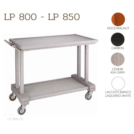 Chariots De Service En Bois LP800 noce-walnut + roues casquées chrome