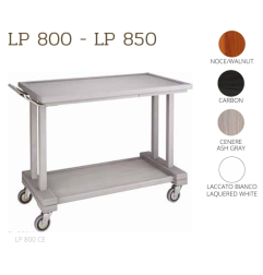 Chariots De Service En Bois LP800B BLANC + roues casquées chrome