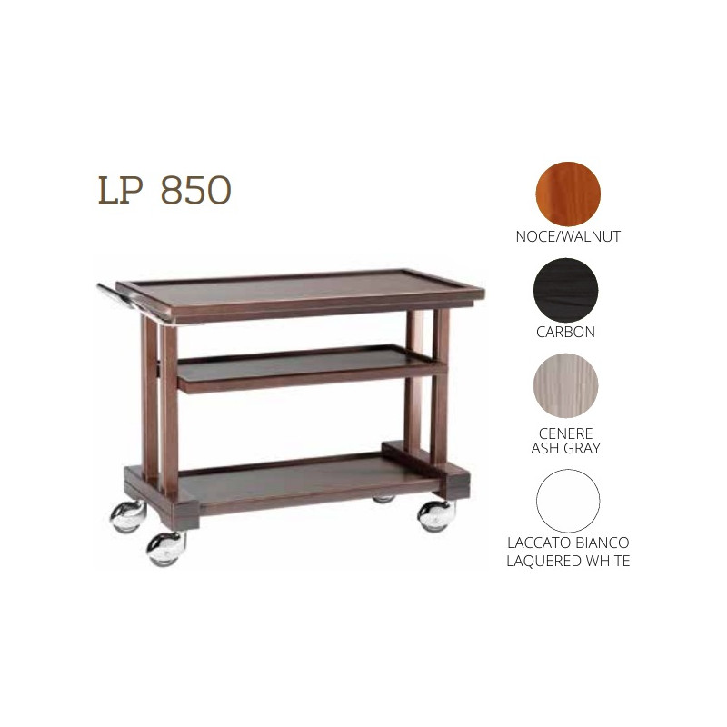Chariots De Service En Bois LP850 noce-walnut + roues casquées chrome Chariots De Service En Bois LP850 noce-walnut + roues casquées chrome