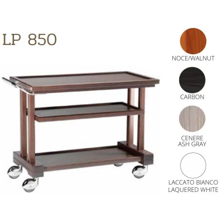 Chariots De Service En Bois LP850 noce-walnut + roues casquées chrome