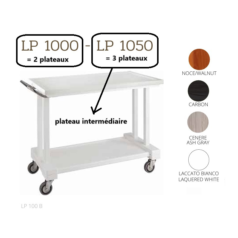 Chariots De Service En Bois LP1000 noce-walnut + roues casquées chrome Chariots De Service En Bois LP1000 noce-walnut + roues casquées chrome