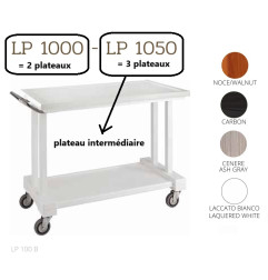 Chariots De Service En Bois LP1000CA CARBON + roues casquées chrome