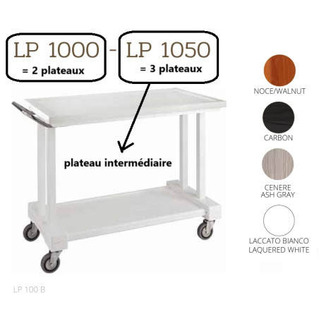 Chariots De Service En Bois LP1000CA CARBON + roues casquées chrome