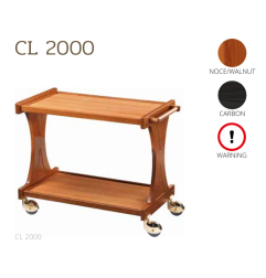 Chariots De Service En Bois CL2000 noce-walnut + roues casquées laiton