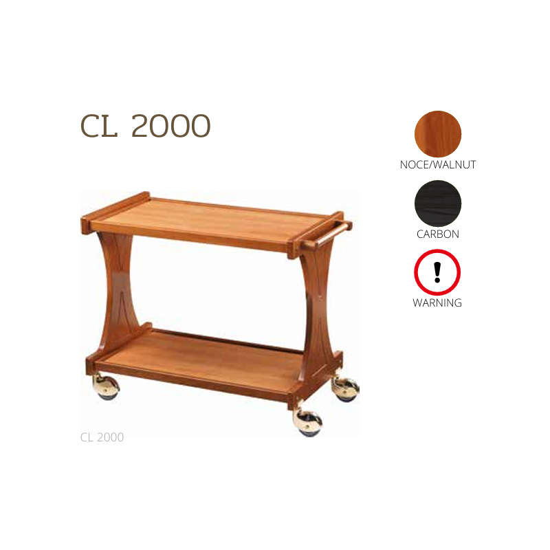 Chariots De Service En Bois CL2000 noce-walnut + roues casquées laiton Chariots De Service En Bois CL2000 noce-walnut + roues casquées laiton