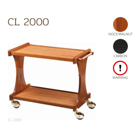 Chariots De Service En Bois CL2000 noce-walnut + roues casquées laiton