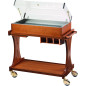 Chariots sous cloche CL2785 noce-walnut + roues casquées chrome + étagère et tiroirs Chariots sous cloche CL2785 noce-walnut + roues casquées chrome + étagère et tiroirs