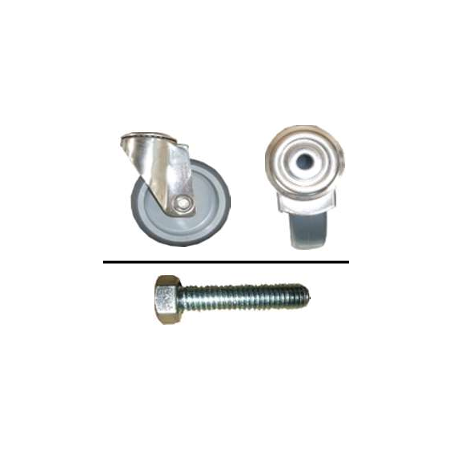 ROUE CHAPE INOX SANS FREIN HAUTEUR 130 mm GALET Ø100mm 249195 - VIS 252189