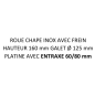 Roue à platine 60x80mm hauteur 160mm 249210 (avec frein) remplace 249207