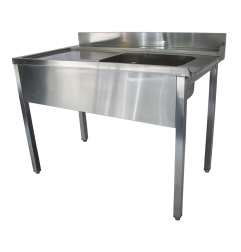 Plonge ENTREE LAVE VAISSELLE A CAPOT 1200x700xH880mm (s'accroche à gauche du lave vaisselle)