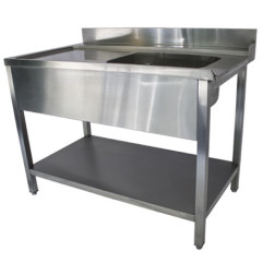 Plonge ENTREE LAVE VAISSELLE A CAPOT 1200x700xH880mm (s'accroche à gauche du lave vaisselle) + tablette inférieure