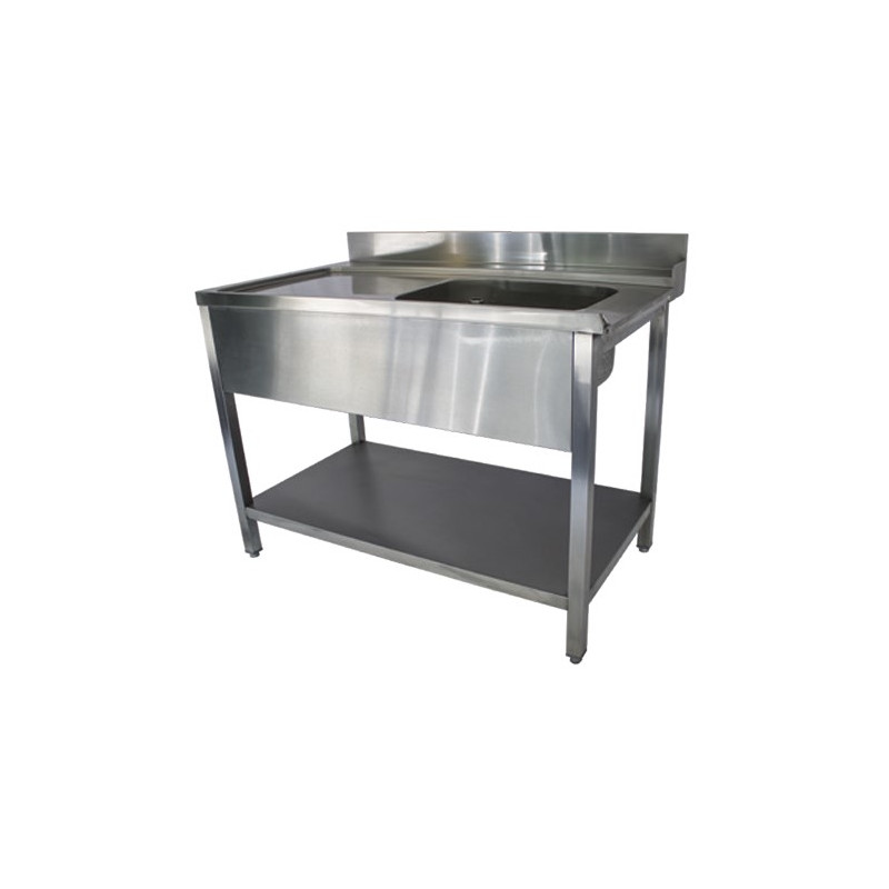 Plonge ENTREE LAVE VAISSELLE A CAPOT 1200x700xH880mm (s'accroche à gauche du lave vaisselle) + tablette inférieure Plonge ENTREE LAVE VAISSELLE A CAPOT 1200x700xH880mm (s'accroche à gauche du lave vaisselle) + tablette inférieure