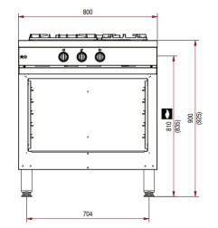 Fourneaux Gaz 3 feux CMG830 - L800xP650xH900