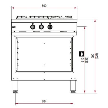 Fourneaux Gaz 3 feux CMG830 - L800xP650xH900