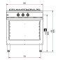 Fourneaux Gaz 3 feux CMG830 - L800xP650xH900 Fourneaux Gaz 3 feux CMG830 - L800xP650xH900