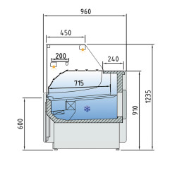 Comptoir vitrine ventilé, avec réserve - NOIR