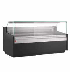 Comptoir vitrine ventilé, vitre basse, avec réserve - NOIR