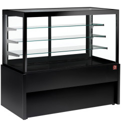 Comptoir vitrine panoramique, chauffante, 4 niveaux, sans réserve - NOIR