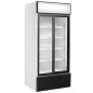 Vitrine T° positive, ventilée, 760 Lt., 2 portes coulissantes, avec caisson lumineux Vitrine T° positive, ventilée, 760 Lt., 2 portes coulissantes, avec caisson lumineux