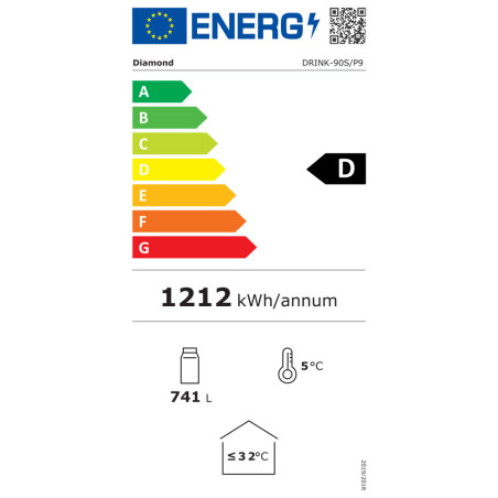 Vitrine T° positive, ventilée, 760 Lt., 2 portes coulissantes, avec caisson lumineux