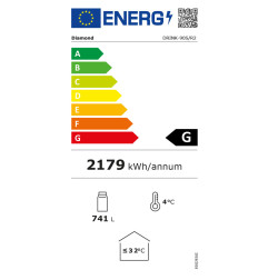 Vitrine T° positive, ventilée, 760 Lt., 2 portes coulissantes, avec caisson lumineux