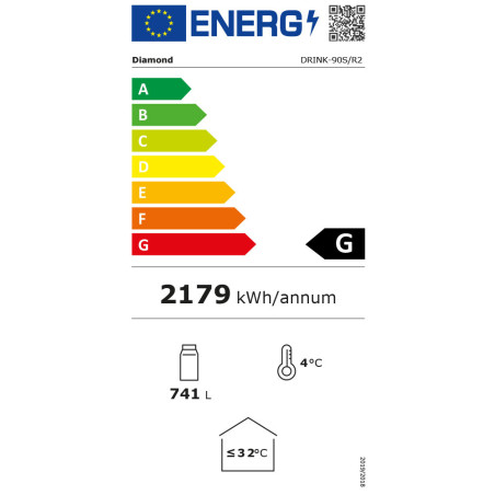 Vitrine T° positive, ventilée, 760 Lt., 2 portes coulissantes, avec caisson lumineux