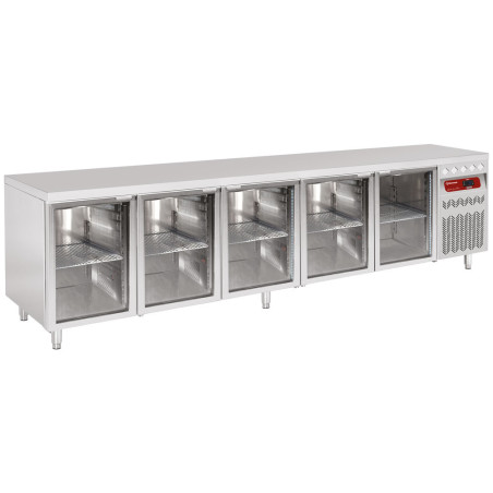Table frigorifique ventilée, 5 portes vitrées GN 1/1, 700 Lit.
