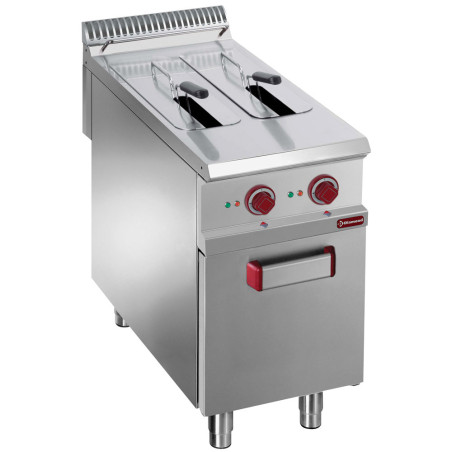 Friteuse électrique 2 cuves 8 lit. sur meuble fermé