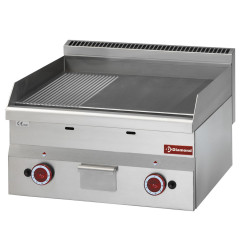 Plaque de cuisson gaz, surface 2/3 lisse et 1/3 nervurée -Top-