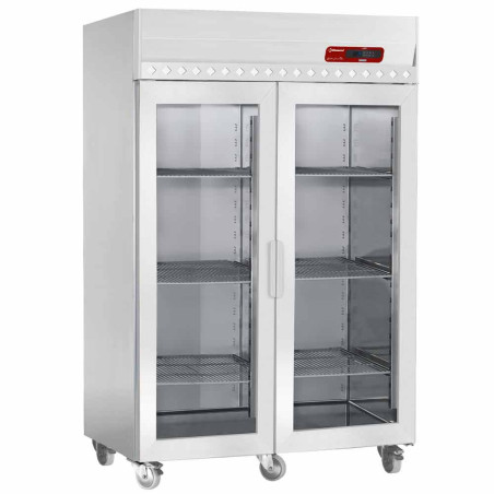 Armoire de congélation ventilée 1400 Lit. 2 portes vitrées GN 2/1,  sur roues
