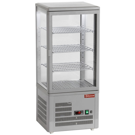 Vitrine de table ventilée, 4 faces vitrées, 4 niveaux "Grey"