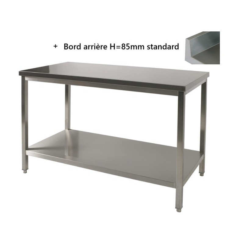 Table de travail avec dosseret et tablette inférieure (1200X700H900mm) Table de travail avec dosseret et tablette inférieure (1200X700H900mm)