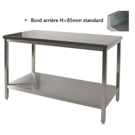 Table de travail avec dosseret et tablette inférieure (1200X700H900mm)