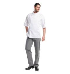 Pantalon de cuisine mixte Chaud Devant Grigio rayé gris et noir 36
