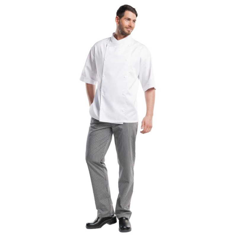 Pantalon de cuisine mixte Chaud Devant Grigio rayé gris et noir 36
