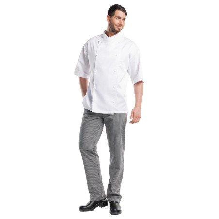 Pantalon de cuisine mixte Chaud Devant Grigio rayé gris et noir 36