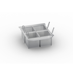 Kit de 4 paniers "portion" 1/6 GN perforés + supports pour paniers "portion"