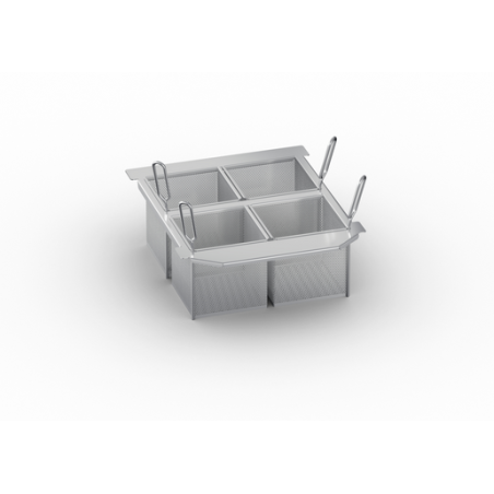 Kit de 4 paniers "portion" 1/6 GN perforés + supports pour paniers "portion"