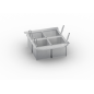Kit de 4 paniers "portion" 1/6 GN perforés + supports pour paniers "portion"