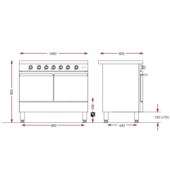 Fourneau électrique, 5 foyers radiants, 2 fours électriques CE1052VTR
