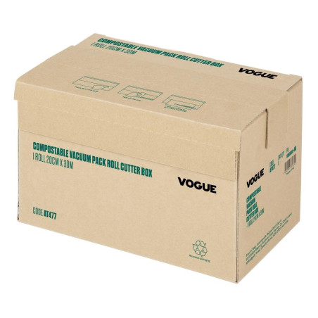 Vogue Boîte de Coupe de Rouleau Compostable pour Emballage Sous Vide 20cm x 30m