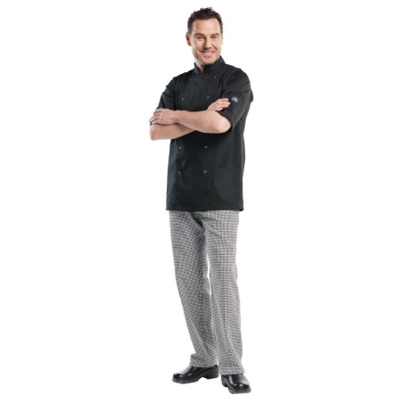 Veste de cuisine mixte Chaud Devant Hilton Poco manches courtes noire XL
